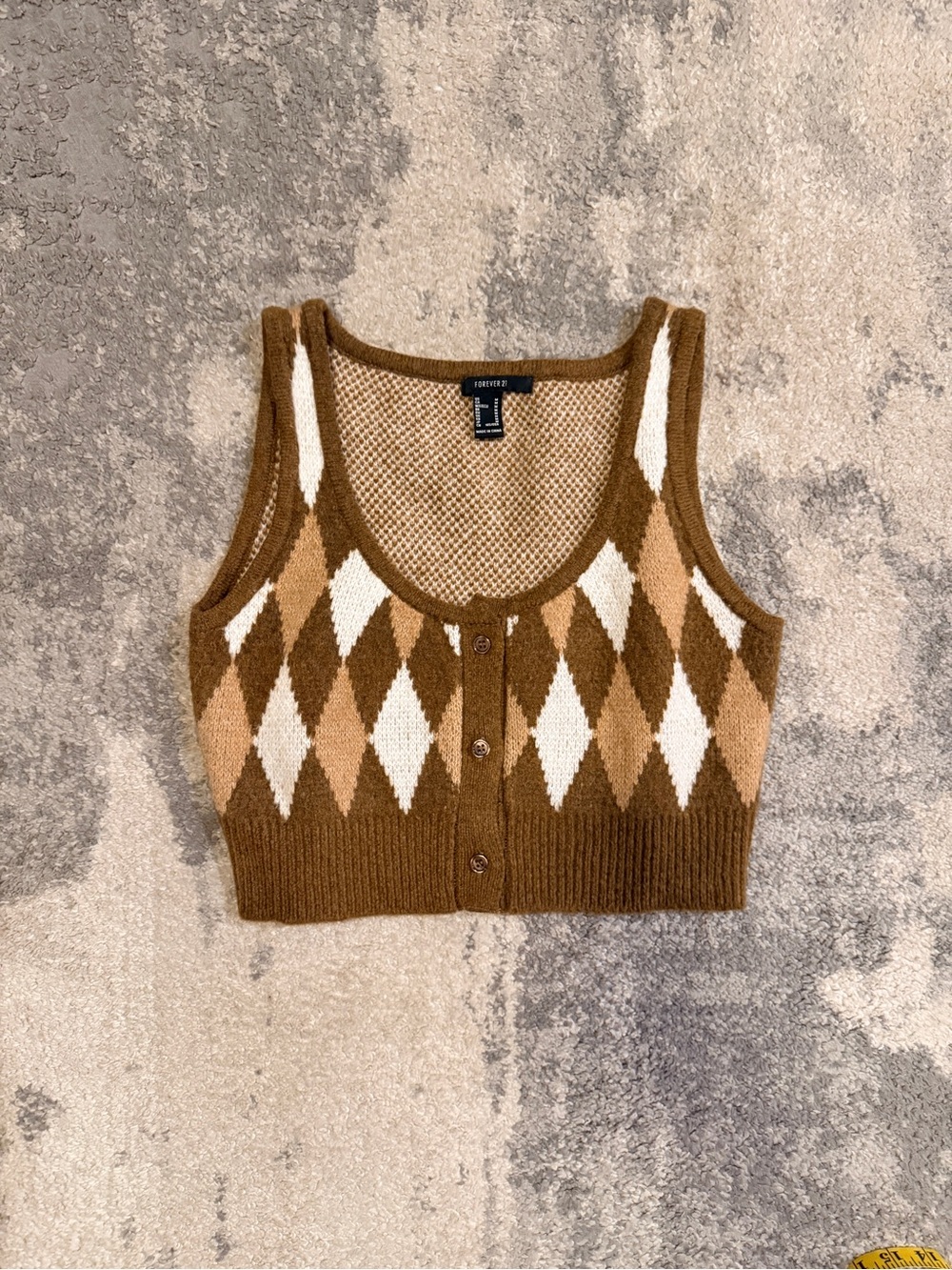 Forever 21 Brown and Cream Crop Top